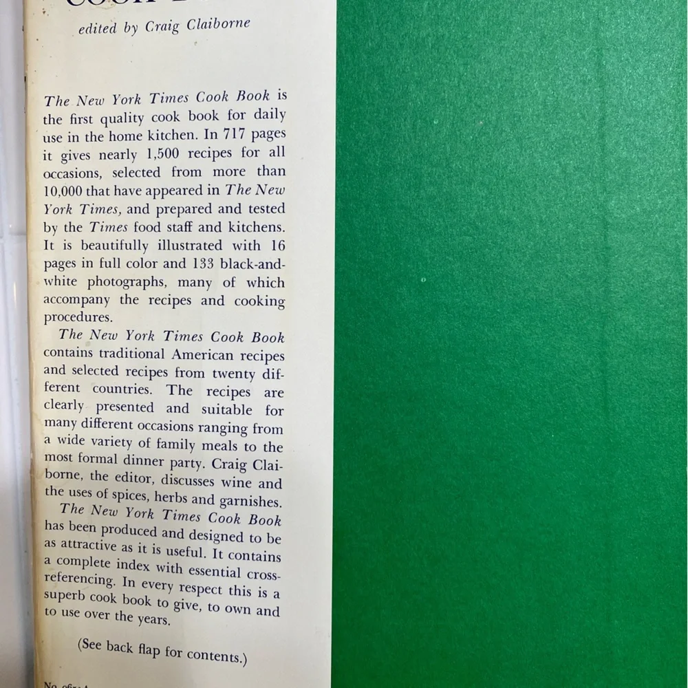 Vintage New York Times Cookbook, Craig Claiborne, Copyright 1961